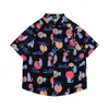 Camisetas de Manga Corta Divertidas con Dibujos Animados y Graffiti Estilo Hong Kong Veranieño para Hombres y Mujeres Estilo Dopamina Sueltas Dulces Florales Camisas Modernas
