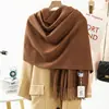 Bufanda de Lana Cachemir para Mujer Otoño e Invierno de Gama Alta Versátil Chal para Hombre Color Sólido Nueva Bufanda Gruesa de Imitación Cachemir