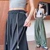 Pantalones Banana de Color Sólido con Cordón de Estilo Coreano Versátiles y Perezosos para Mujer Verano 2025 de Cintura Alta Casual Sueltos de Pierna Ancha