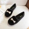 T52 Huidong Yixinda Sapatos Quentes de Algodão para Mulheres Outono e Inverno 2025 Sapatos Femininos de Pelo de Coelho Sapatos Planos Preguiçosos Sapatos Femininos de Cano Baixo