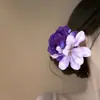 Pasador de Flor de Rosa Morada para Mujer 2025 Nuevo Popular Atmósfera Flor de Cabeza Accesorios para el Cabello Accesorios para el Cabello en Fotos Pasador