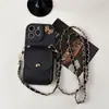 Colgador de Cadena Diagonal Portatarjetas de Cuero Adecuado para Funda de Teléfono Móvil Iphone17 Apple 16Promax Cubierta Protectora 15/14 Suave