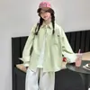 Camisa para Niñas Primavera y Otoño 2026 Nueva Elegante Estilo Coreano para Niños Camisa de Manga Larga Mediana y Grande para Niños Chaqueta Fina Superior