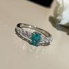 TikTok Novo Anel de Diamante Verde Paraíba Diamante Feminino Luxo e Design de Nicho Requintado com Anel de Diamante All-match