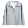 Top Falso de Dos Piezas para Mujer con Sobrepeso de 100 kg Tallas Plus 200 Nuevo de Otoño Casual Camiseta de Manga Larga con Solapa 7994