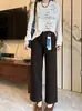 Calça jeans feminina petite versátil de outono, corte slim, com elasticidade em quatro direções, cintura alta, cropped, perna reta, estilo baguette