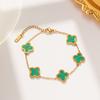 Pulsera de Trébol de Cuatro Hojas de Nuevo Estilo de Celebridad de Internet para Mujer Estilo Coreano Simple ins Cinco Flores Nácar Buena Suerte Trébol de Cuatro Hojas Cadena de Pulsera de Acero de Titanio