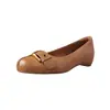 Versão em couro macio~Sapatos femininos rasos estilo francês com fivela de metal elegante e bico redondo, para aumentar a altura, elegantes sapatos baixos para festas