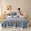 Manta jacquard de gofre de doble cara de forro polar para comercio exterior transfronterizo, manta de lana de cordero, manta casual multifuncional, manta para sofá de oficina