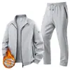 Nuevo Conjunto Deportivo de Terciopelo Grueso Otoño/Invierno para Hombre Transpirable Algodón Puro Holgado Talla Grande Sudadera Casual Pantalones Deportivos