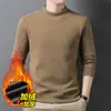 Sudadera Térmica Gruesa con Forro de Felpa para Hombre, Estilo Nuevo Otoño/Invierno 2025, Cuello Medio, Capa Base, Top Cálido