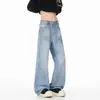 Jeans de Hombre Micro-Campana Pierna Recta Negro-Gris Lavado Desgastado Sueltos Cintura Alta Adelgazante Estilo Boyfriend Pantalones Largos Nuevos