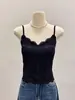 Camisola de Renda Suave e Elegante para Mulheres no Verão com Bojos para Cobrir os Seios Laterais e Mostrar as Costas Afinando, Top de Base