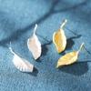 Aretes Creativos de Hoja Plata Esterlina S925 Chapado en Oro Collar de Hoja de Otoño para Mujer Gota Elegante con Gancho para la Oreja