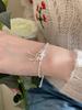 Pulsera Corazón Rosa Plata Esterlina 925 Plata Rota Perla Lazo Diamante Rosa Nicho Vintage Versátil Pulsera Dulce