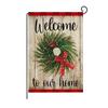 Bandera navideña de lino para jardín transfronteriza de Amazon, con estampado de árbol de Navidad y letras a cuadros, decorativa para patio al aire libre.