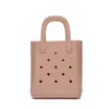 Bolso de Gelatina Versátil de Moda con Accesorios DIY, Bolso Perforado para Vacaciones de Verano en la Playa, Bolso de Mano Sencillo para Mujer