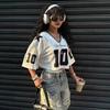 Comércio Exterior Transfronteiriço Novo Verão Estampada Letras Cor Contrastante Esportiva Spice Girls Moda Versátil Manga Curta Camiseta Top Estilo