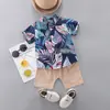 Conjunto de manga curta para crianças de 0 a 4 anos, estilo verão para meninos, camisa estampada, conjunto de camisas estilo sudeste asiático, fabricantes, lote