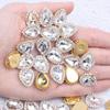 Ponto 14*18 gota de água vidro strass flor coração strass fivela costura à mão strass adorno de cabeça acessórios de cabelo casamento brinquedo roupas acessórios DIY