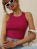 Chaleco de punto con hilo transfronterizo para mujer, novedad de verano de 2024, estilo europeo y americano, color liso, corte entallado, parte superior interior, tirantes cortos