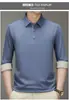 Camiseta Masculina de Manga Longa de Alta Qualidade para Primavera e Outono Cor Sólida Lar Casual Negócios Camisa Polo Camiseta Básica para Pai de Meia-idade