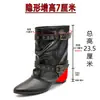 Botines invisibles de piel auténtica de 7 cm para mujer con hebilla de cinturón, punta fina, remaches, estilo western, botas plisadas apiladas