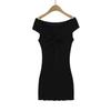 2546-25 Nuevo Estilo de Verano Estilo Francés Casual Un Hombro Torcido Elástico Ajustado Sexy Vestido Ceñido a las Caderas