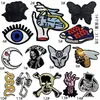 Série Punk Adesivos de Tecido Bordados Patch Decorativo de Caveira Patches Prontos Venda por Atacado Acessórios Bordados Computadorizados para Roupas