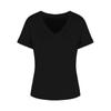 Camiseta de Punto Simple de Verano para Mujer Estilo Holgazán Negro Cuello en V Manga Corta, Casual, Holgada, Versátil y con Aspecto Adelgazante para Personas Pequeñas