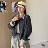 Jaqueta Trench Coat Patchwork Listrado Estilo Coreano Falsa Peça Dupla Feminina Primavera/Outono Novo Temperamento de Alto Padrão Versátil Gola Alta Top Curto