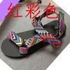 Sandalias talla grande mujer verano nuevo color combinación velcro estilo étnico sandalias 36-414243
