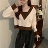 Elegante Top de Punto Coreano para Principios de Otoño Camisa de Punto para Mujer Primavera y Otoño 2024 Nuevo Suéter Holgado de Cuello V Manga Larga Camisa Básica