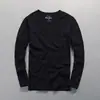 Nueva Camiseta de Manga Larga para Hombre de Otoño, Cuello Redondo, Corte Delgado, Color Sólido, Algodón Rústico, Camiseta para Hombre Estilo Japonés, Camiseta Interior, Top para Hombre