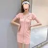 Vestido Sexy Casual Petite Primavera y Verano Nuevo Club Nocturno con Capucha y Cremallera Falda Ajustada al Cadera para Mujer