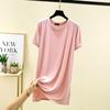Suéter Modal de Cuello Redondo Camiseta de Largo Medio para Mujer Verano Delgada Casual Suelta para Casa Manga Corta Abertura Superior