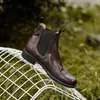 Botines Chelsea de Piel de Vaca de Primera Capa para Mujer, Nuevo Estilo Primavera y Otoño, Piel Genuina por Dentro y por Fuera, Punta Redonda, Tacón Medio Grueso, Casual sin Cordones, Botines Cortos