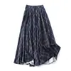 Ropa de Mujer Verano Nuevas Llegadas Estilo Retro Azul Transfronterizo Europeo y Americano Falda Midi de Retazos con Caída Mujer