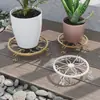 Soporte Redondo Metálico para Macetas, Soporte Decorativo de Hierro Forjado para Macetas, Bandeja Elevadora Decorativa para Plantas, Estante de Soporte para Macetas Interior Exterior