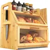 Caixa de Armazenamento de Pão Europeia Caixa de Armazenamento de Confeitaria Doméstica Caixa de Pão para Assar Caixa de Madeira para Bancada de Cozinha Lanches Frutas