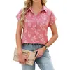 2026 Ropa Femenina Transfronteriza Europea y Americana Amazon TK Verano Nuevo Holgado Botón Manga Corta Jacquard Camisa Chifón Camisa