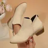 Botines de tacón grueso con punta, estilo europeo y americano, para mujer, venta al por mayor, nueva colección otoño/invierno 2026, botines negros de moda versátiles con cremallera lateral