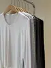 Top base de mezcla de lana, lyocell y acetato para mujer, cuello en U, camiseta de manga larga estilo coreano, top de punto rayado adelgazante para otoño e invierno