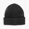 [Personalizado] Gorro de Punto Ripped Hip-Hop Retro de Moda Popular Europeo y Americano Logo Bordado Cálido con Puño Gorro para el Frío