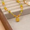 Collar de Cuentas Estilo Bohemio 2026, Cadena de Clavícula de Piedra Plana Turmalina Única de Nicho para Mujer, Lujo de Gama Alta