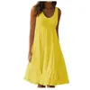 8806#Wish Amazon AliExpress popular vestido de playa de gran vuelo sin mangas con cuello redondo y costuras de 7 colores y 8 tallas para mujer