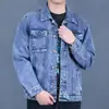 Chaqueta de Mezclilla para Hombre Primavera y Otoño 2025 Nueva de Color Sólido Lavado Americano Marca de Tendencia Cuello Solapa Top de Otoño para Estudiante