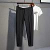 Pantalones Casuales de Tobillo Rectos Pequeños de Verano para Hombre LUUD con Colgante, No Planchar, Sensación Tingling, Corte Delgado, Estilo Británico Juvenil, Estilo Coreano