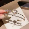 Pulseira Dupla Camada com Laço de Zircônia Estilo Francês, Pulseira Doce Estilo Ins, Luxo Leve, Sensação de Alto Padrão, Acessório de Mão Versátil para Mulheres
