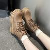 Botas de Piel Genuina para Mujer Estilo Nuevo de Otoño Material Mate Botines de Mujer Estilo Británico Elegantes que Alargan las Piernas Botas de Mujer de Piel con Borrego